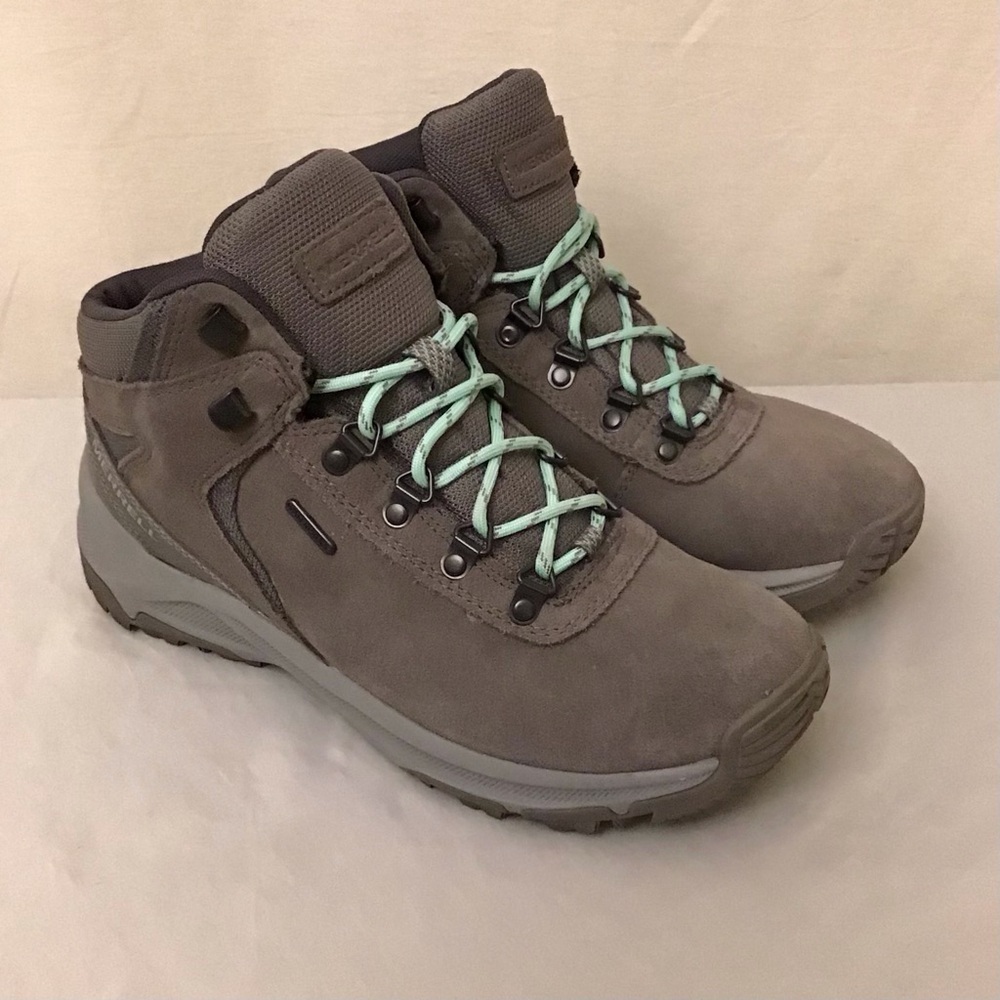 Merrell 10 Women's Erie Mid Waterproof Hiking Boots Gray Shoes *Missing Insoles* - Picture 3 of 12
